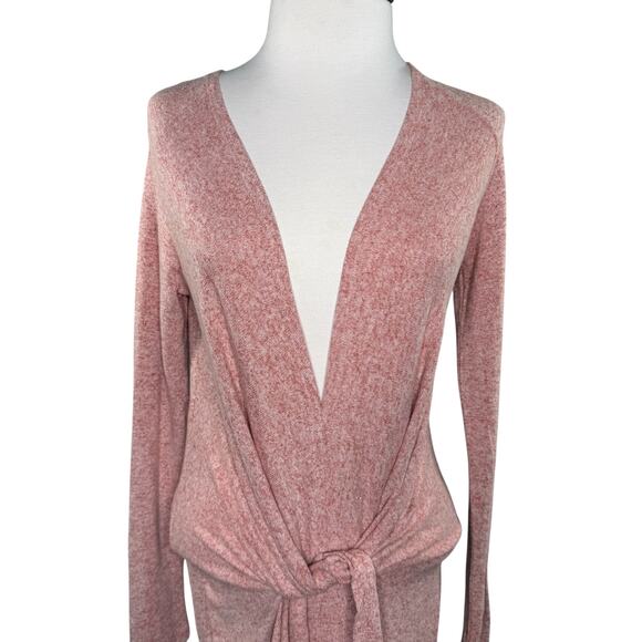 Free People Pink Knit Tie Front Sweater Dress - Size S Minimalist Indie Fall - Picture 9 of 12